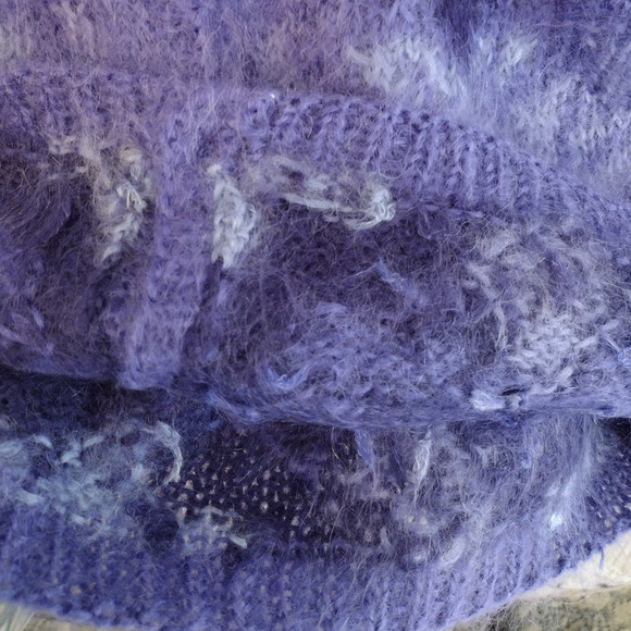 Talbots | Vintage Purple Soft & Fuzzy Mohair-Blend Hand-Knit Cardigan Sweater - Picture 12 of 14